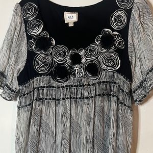 ECI Dressy Pullover Dress--with a High Waist and Short Balloon Sleeves